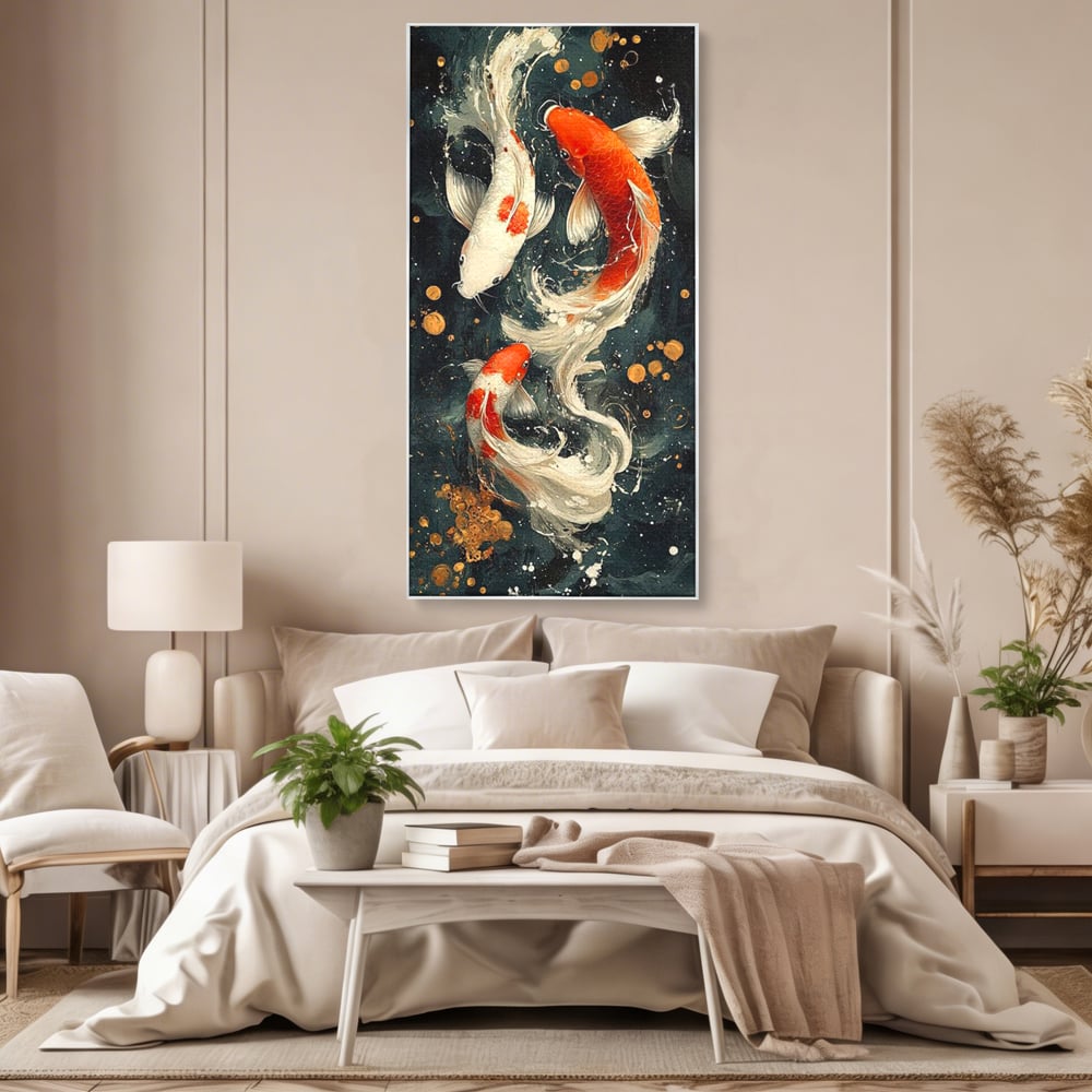 Tablou Canvas Premium, LuxCanva® M1411, Alchimie in Apa, Acvatic, Pesti, Apa, Solzi, Koi, Armonie, Dans, Prosperitate, Valuri, Pictura, Vitalitate, Birou, Living, Camera Copil