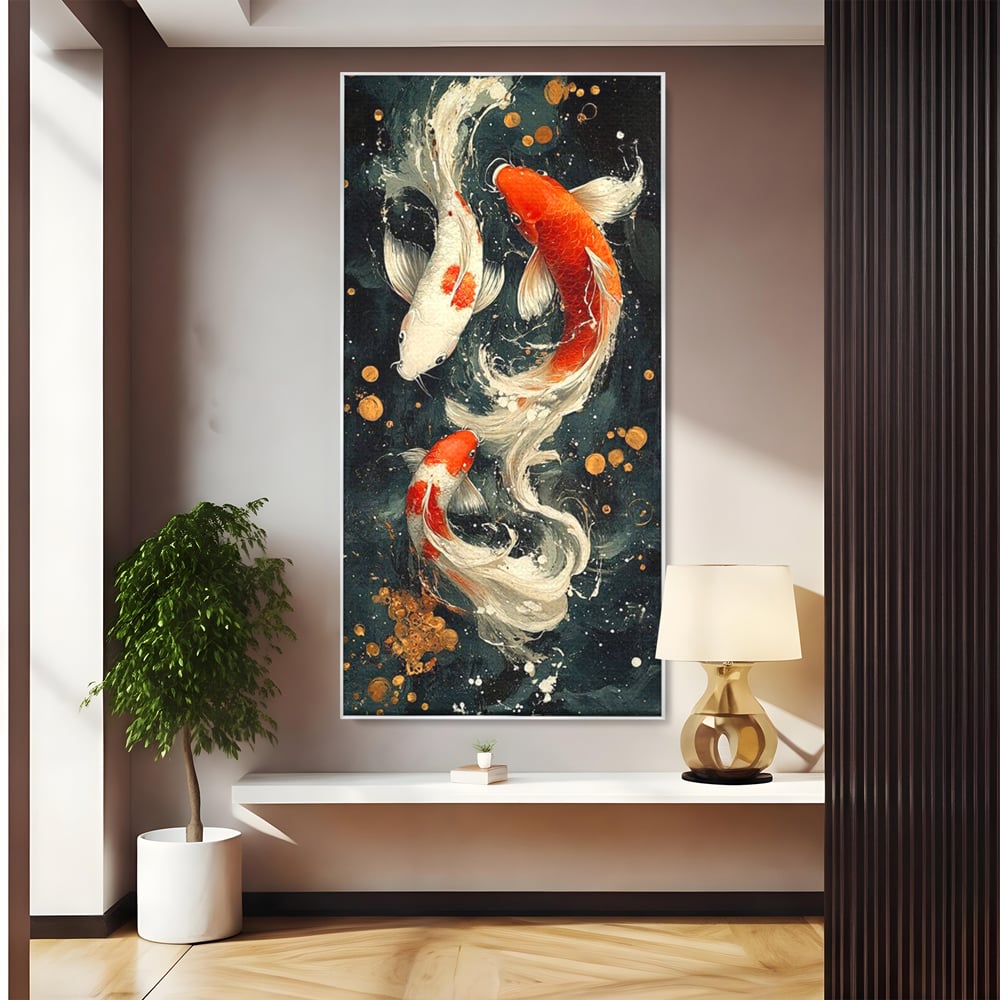 Tablou Canvas Premium, LuxCanva® M1411, Alchimie in Apa, Acvatic, Pesti, Apa, Solzi, Koi, Armonie, Dans, Prosperitate, Valuri, Pictura, Vitalitate, Birou, Living, Camera Copil
