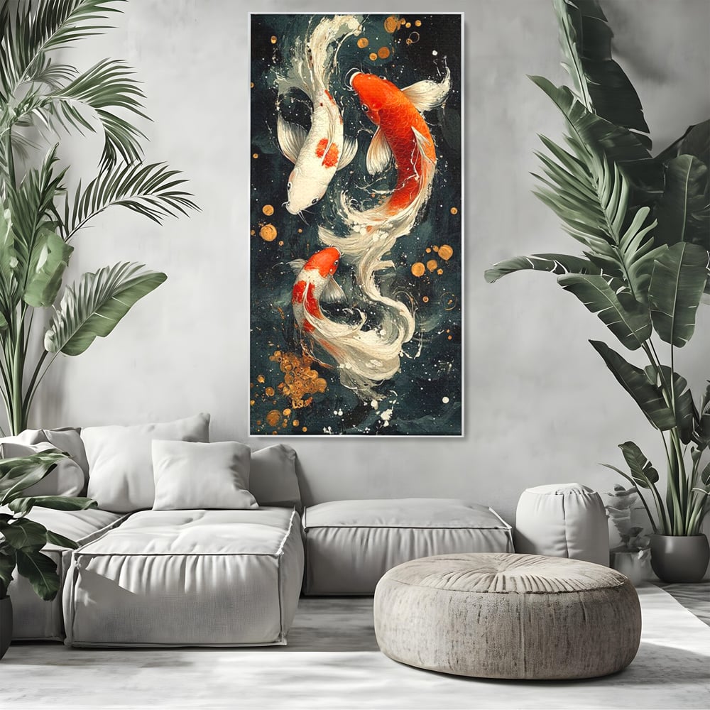 Tablou Canvas Premium, LuxCanva® M1411, Alchimie in Apa, Acvatic, Pesti, Apa, Solzi, Koi, Armonie, Dans, Prosperitate, Valuri, Pictura, Vitalitate, Birou, Living, Camera Copil