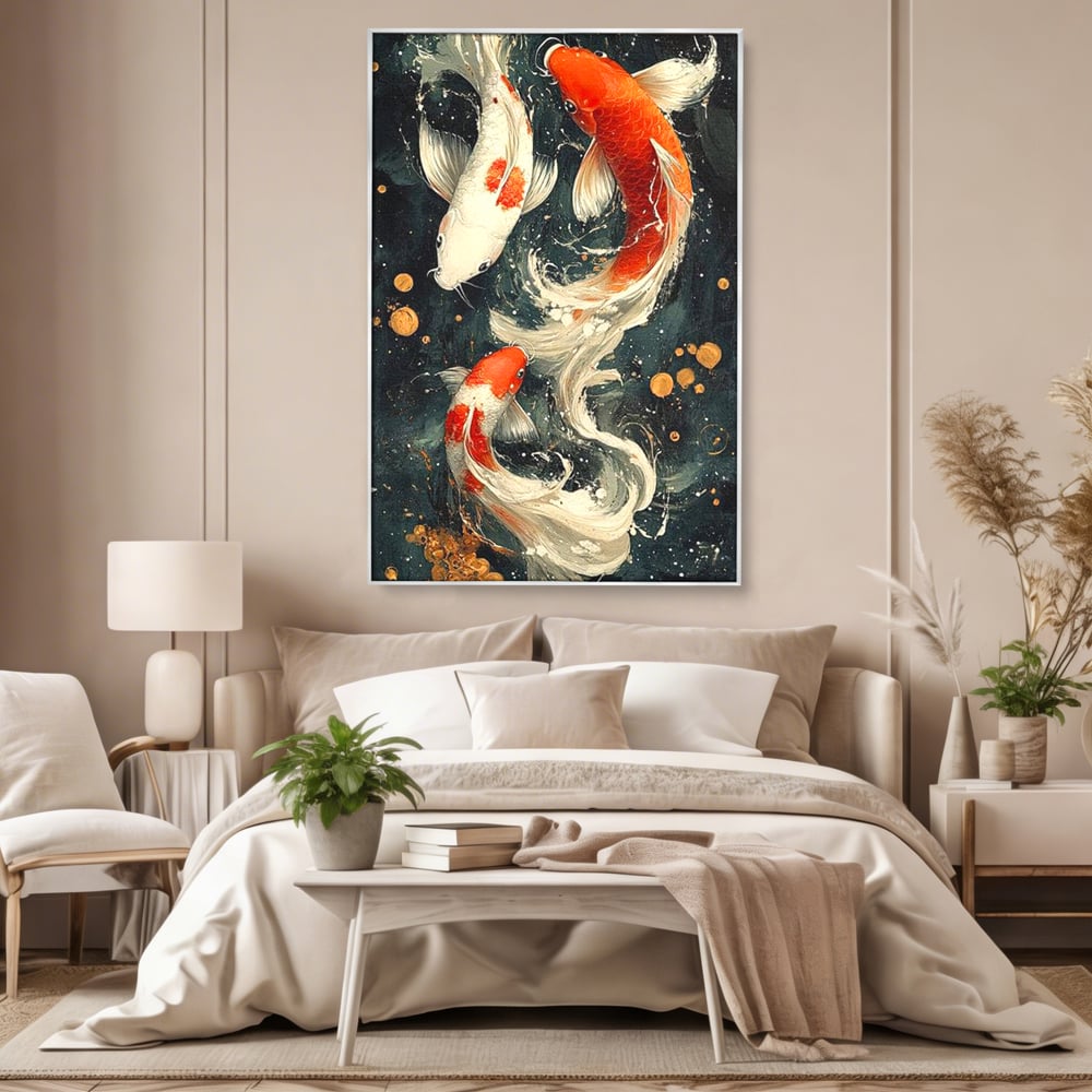 Tablou Canvas Premium, LuxCanva® M1411, Alchimie in Apa, Acvatic, Pesti, Apa, Solzi, Koi, Armonie, Dans, Prosperitate, Valuri, Pictura, Vitalitate, Birou, Living, Camera Copil