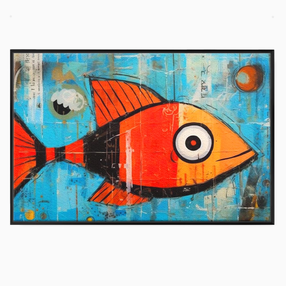 Leinwand Premium Canvas Wandkunst, LuxCanva® M1413, Ozeanauge, Fisch, Ozean, aquatisch, abstrakt, modern, Pop Art, animiert, Linien, Formen, Skalen, Büro, Wohnen, Babyzimmer