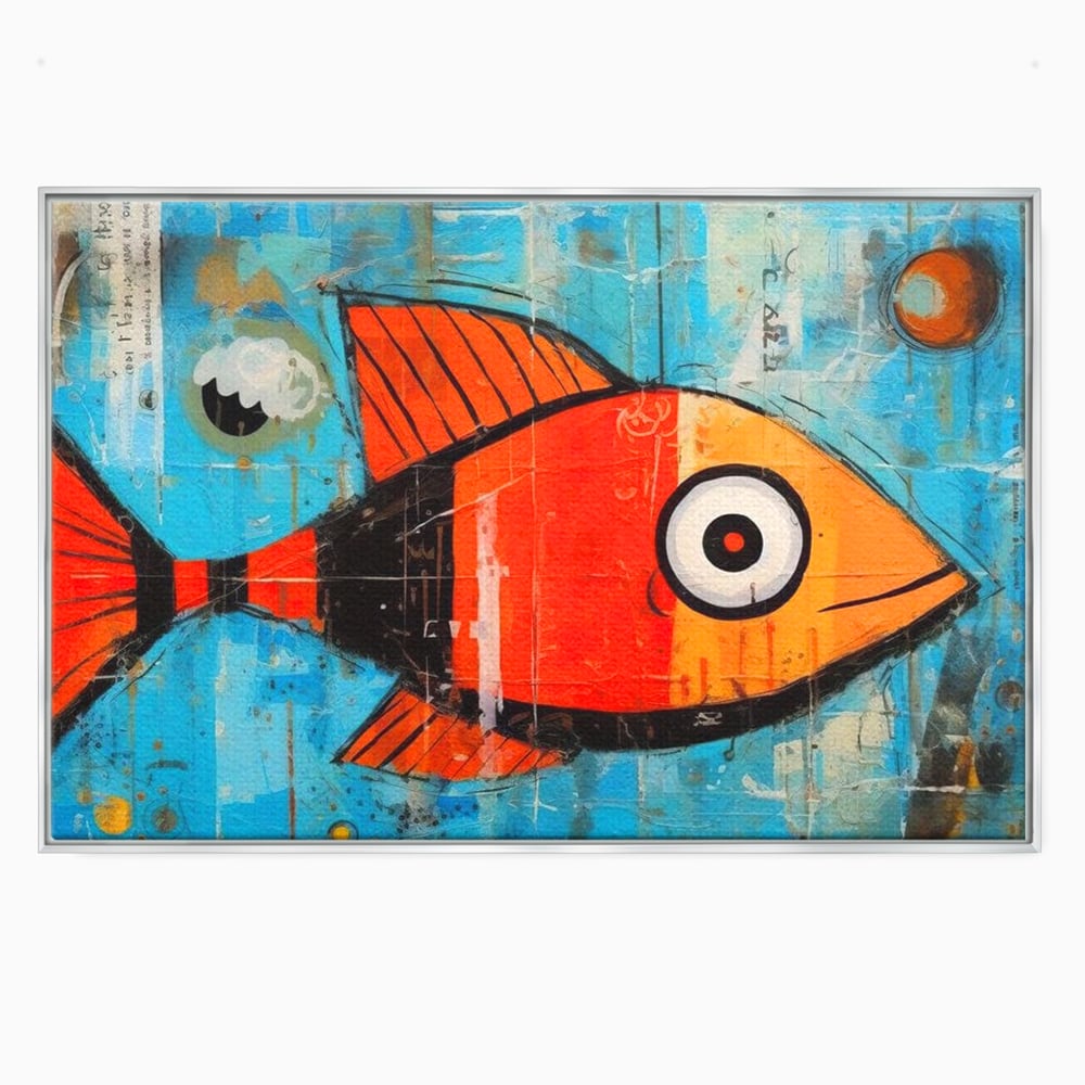 Leinwand Premium Canvas Wandkunst, LuxCanva® M1413, Ozeanauge, Fisch, Ozean, aquatisch, abstrakt, modern, Pop Art, animiert, Linien, Formen, Skalen, Büro, Wohnen, Babyzimmer