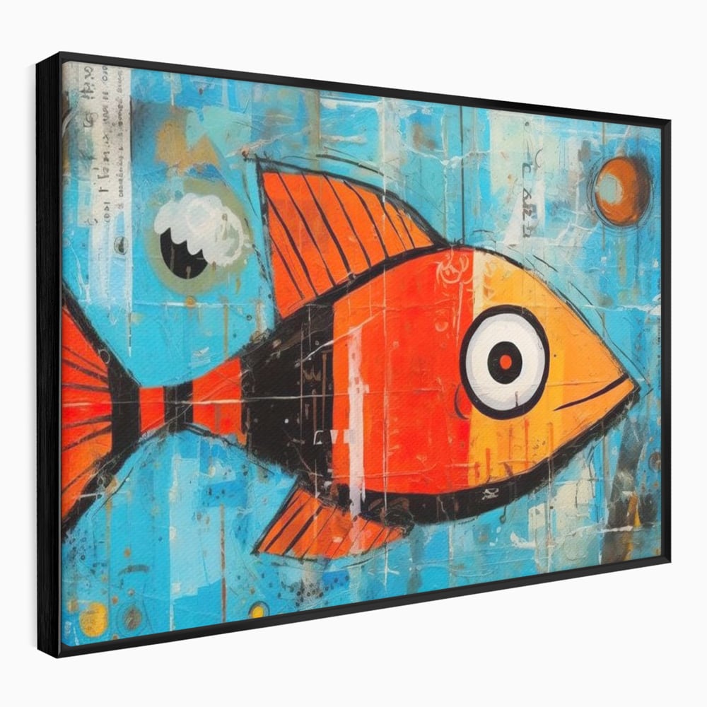 Leinwand Premium Canvas Wandkunst, LuxCanva® M1413, Ozeanauge, Fisch, Ozean, aquatisch, abstrakt, modern, Pop Art, animiert, Linien, Formen, Skalen, Büro, Wohnen, Babyzimmer