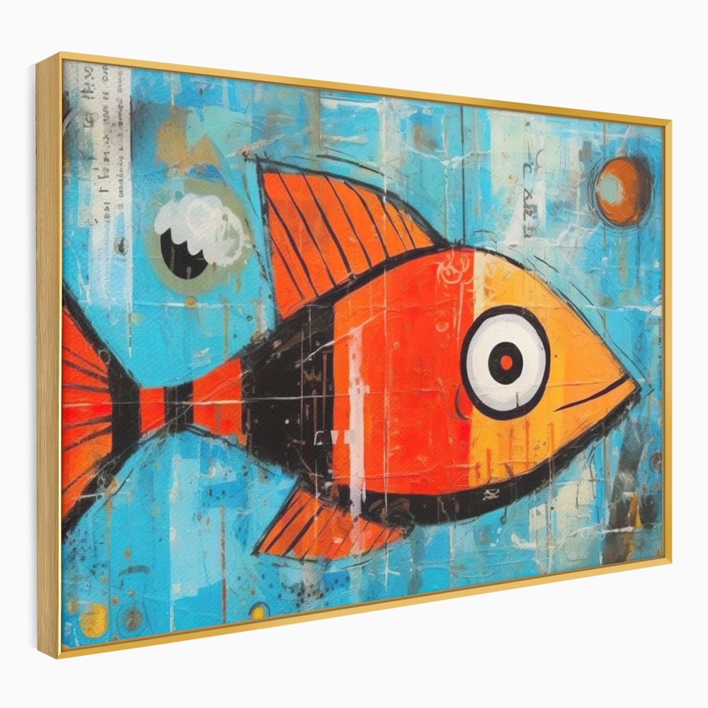 Leinwand Premium Canvas Wandkunst, LuxCanva® M1413, Ozeanauge, Fisch, Ozean, aquatisch, abstrakt, modern, Pop Art, animiert, Linien, Formen, Skalen, Büro, Wohnen, Babyzimmer