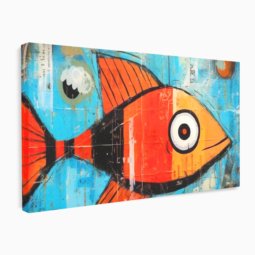 Leinwand Premium Canvas Wandkunst, LuxCanva® M1413, Ozeanauge, Fisch, Ozean, aquatisch, abstrakt, modern, Pop Art, animiert, Linien, Formen, Skalen, Büro, Wohnen, Babyzimmer