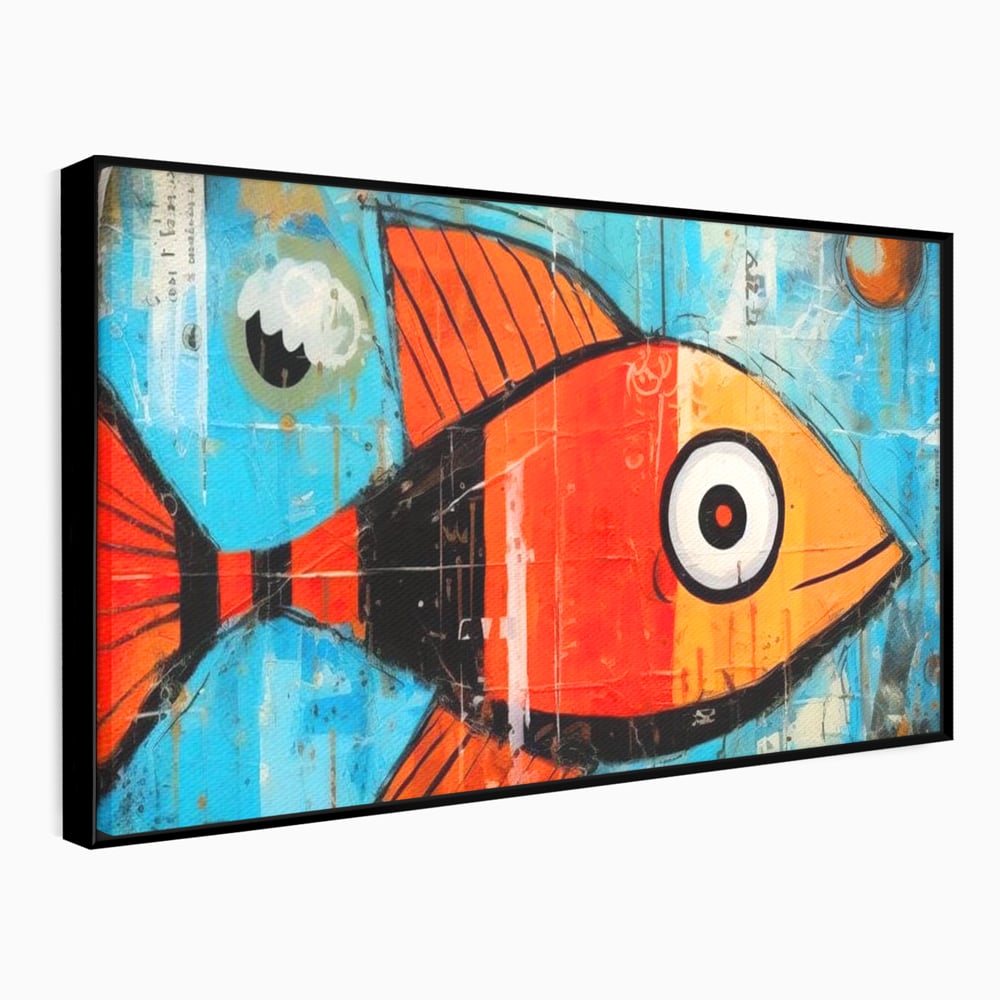 Leinwand Premium Canvas Wandkunst, LuxCanva® M1413, Ozeanauge, Fisch, Ozean, aquatisch, abstrakt, modern, Pop Art, animiert, Linien, Formen, Skalen, Büro, Wohnen, Babyzimmer