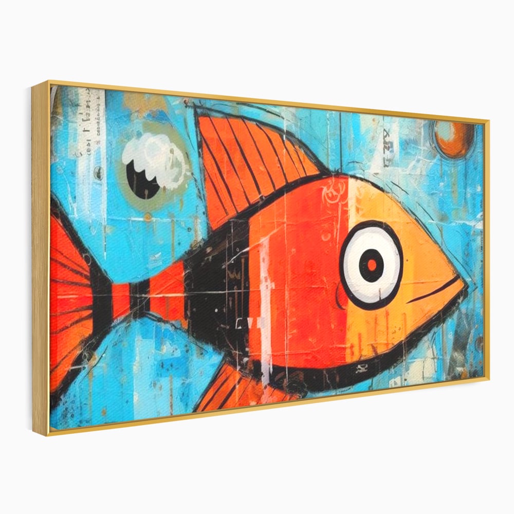 Leinwand Premium Canvas Wandkunst, LuxCanva® M1413, Ozeanauge, Fisch, Ozean, aquatisch, abstrakt, modern, Pop Art, animiert, Linien, Formen, Skalen, Büro, Wohnen, Babyzimmer
