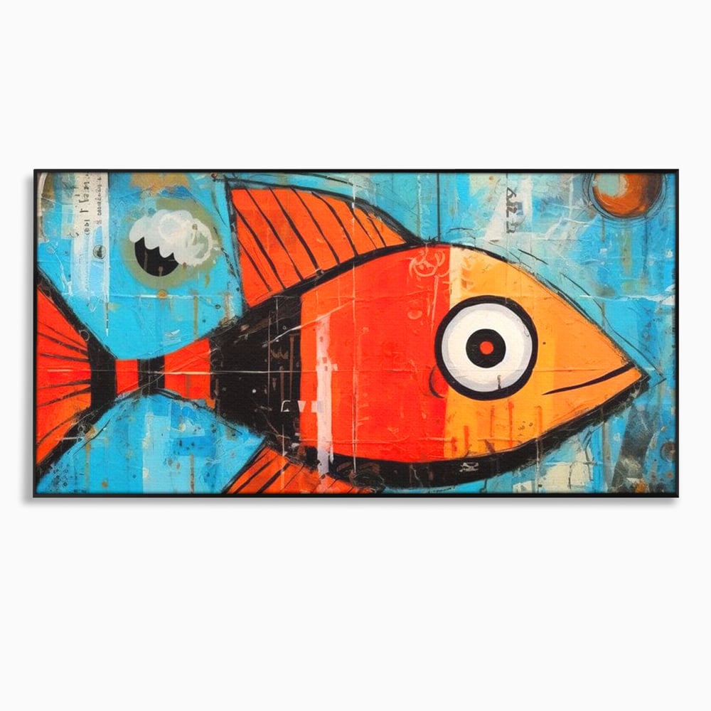 Leinwand Premium Canvas Wandkunst, LuxCanva® M1413, Ozeanauge, Fisch, Ozean, aquatisch, abstrakt, modern, Pop Art, animiert, Linien, Formen, Skalen, Büro, Wohnen, Babyzimmer