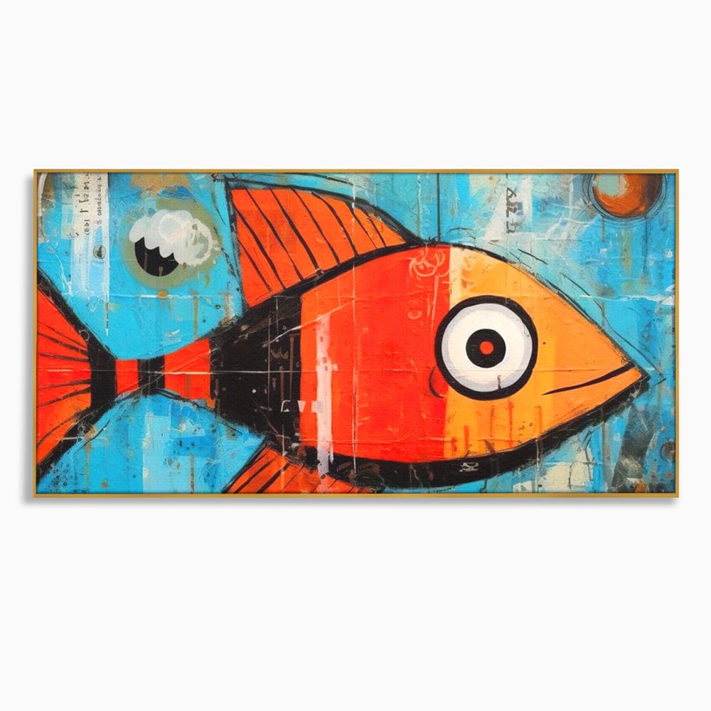 Leinwand Premium Canvas Wandkunst, LuxCanva® M1413, Ozeanauge, Fisch, Ozean, aquatisch, abstrakt, modern, Pop Art, animiert, Linien, Formen, Skalen, Büro, Wohnen, Babyzimmer