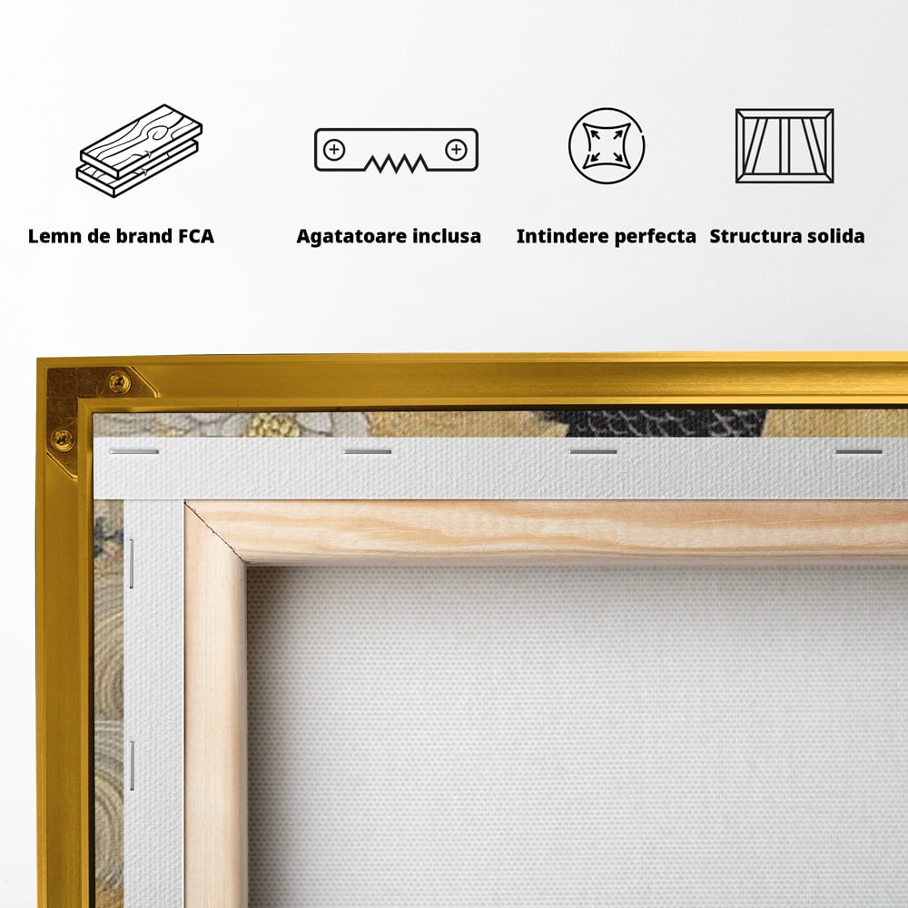Leinwandbilder Premium, LuxCanva® M1414, Gold und Geheimnis in den Tiefen, Harmonie, Blumen, Schwarz, Gold, Wohlstand, Fische, Koi, Fische, Meditation, Meditation, Zen, Orientalisch, Büro, Wohnen, Kinderzimmer