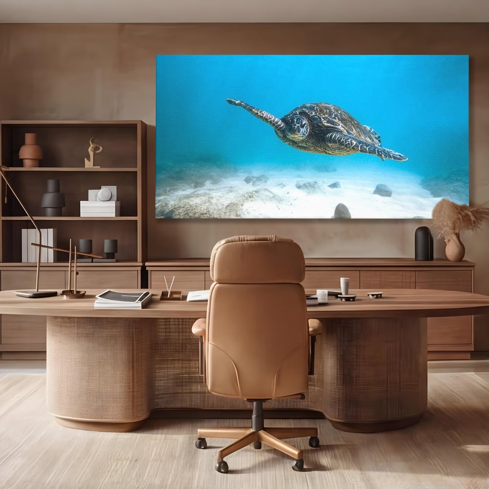 Leinwand Wandkunst Canvas Premium, LuxCanva® M1416, Unendlichkeit schwimmend, Schildkröte, Ozean, Sand, Freiheit, Gleichgewicht, Wasser, aquatisch, Frieden, Leben, Energie, Büro, Wohnen, Kinderzimmer