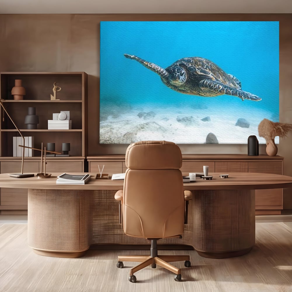 Leinwand Wandkunst Canvas Premium, LuxCanva® M1416, Unendlichkeit schwimmend, Schildkröte, Ozean, Sand, Freiheit, Gleichgewicht, Wasser, aquatisch, Frieden, Leben, Energie, Büro, Wohnen, Kinderzimmer