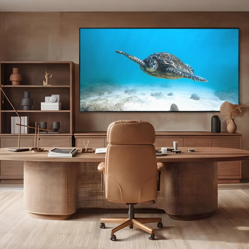 Leinwand Wandkunst Canvas Premium, LuxCanva® M1416, Unendlichkeit schwimmend, Schildkröte, Ozean, Sand, Freiheit, Gleichgewicht, Wasser, aquatisch, Frieden, Leben, Energie, Büro, Wohnen, Kinderzimmer
