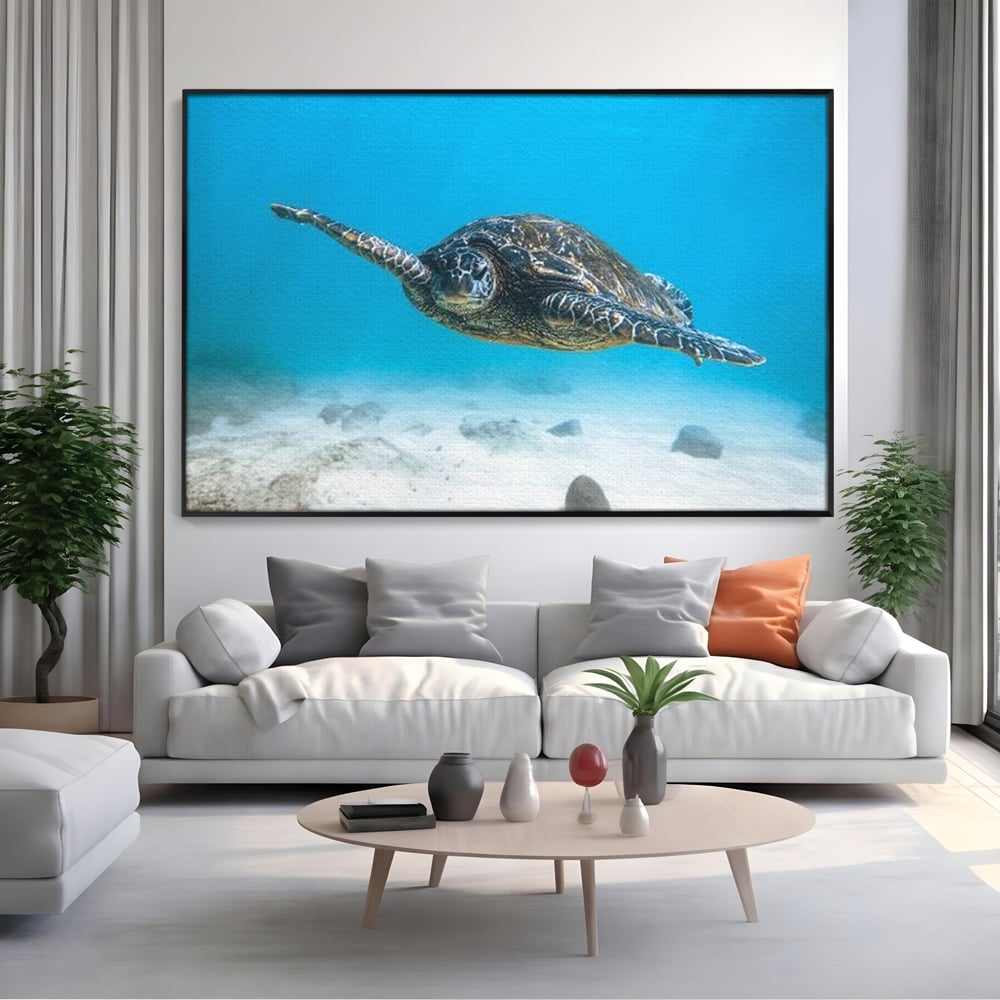 Leinwand Wandkunst Canvas Premium, LuxCanva® M1416, Unendlichkeit schwimmend, Schildkröte, Ozean, Sand, Freiheit, Gleichgewicht, Wasser, aquatisch, Frieden, Leben, Energie, Büro, Wohnen, Kinderzimmer