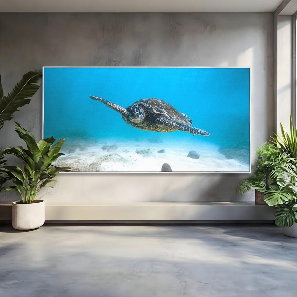 Leinwand Wandkunst Canvas Premium, LuxCanva® M1416, Unendlichkeit schwimmend, Schildkröte, Ozean, Sand, Freiheit, Gleichgewicht, Wasser, aquatisch, Frieden, Leben, Energie, Büro, Wohnen, Kinderzimmer
