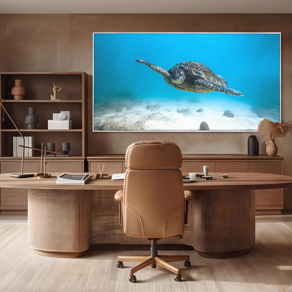 Leinwand Wandkunst Canvas Premium, LuxCanva® M1416, Unendlichkeit schwimmend, Schildkröte, Ozean, Sand, Freiheit, Gleichgewicht, Wasser, aquatisch, Frieden, Leben, Energie, Büro, Wohnen, Kinderzimmer