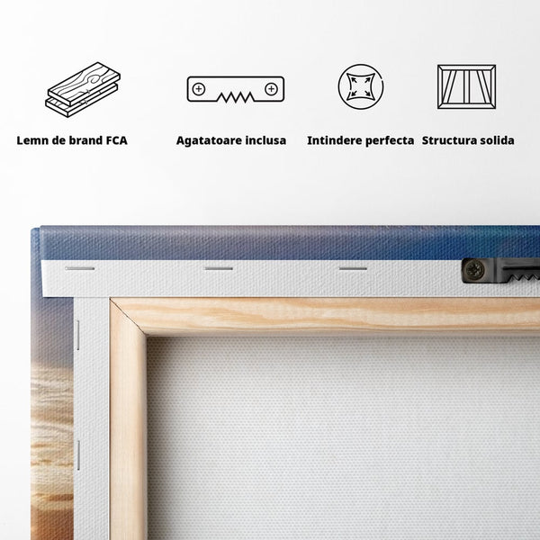 Tablou Canvas Premium, LuxCanva® M1417, Sarutul Soarelui, Delfin, Salt, Valuri, Apa, Ocean, Apus, Energie, Viata, Joaca, Libertate, Mamifer, Birou, Living, Camera Copil