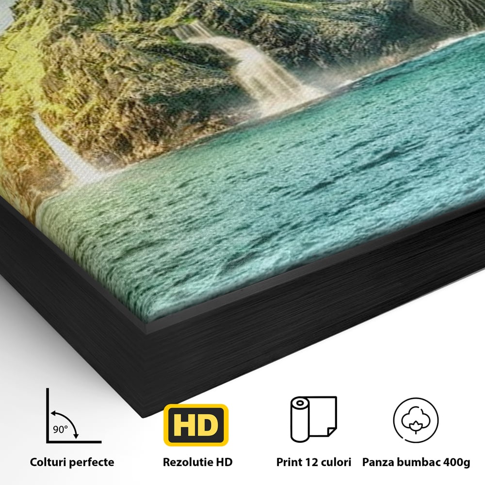 Tablou Canvas Premium, LuxCanva® M1418, Insula Testoasei, Rasarit, Ocean, Insula, Testoasa, Cascada, Stanci, Apa, Pasari, Natura, Peisaj, Magic, Birou, Living, Camera Copil