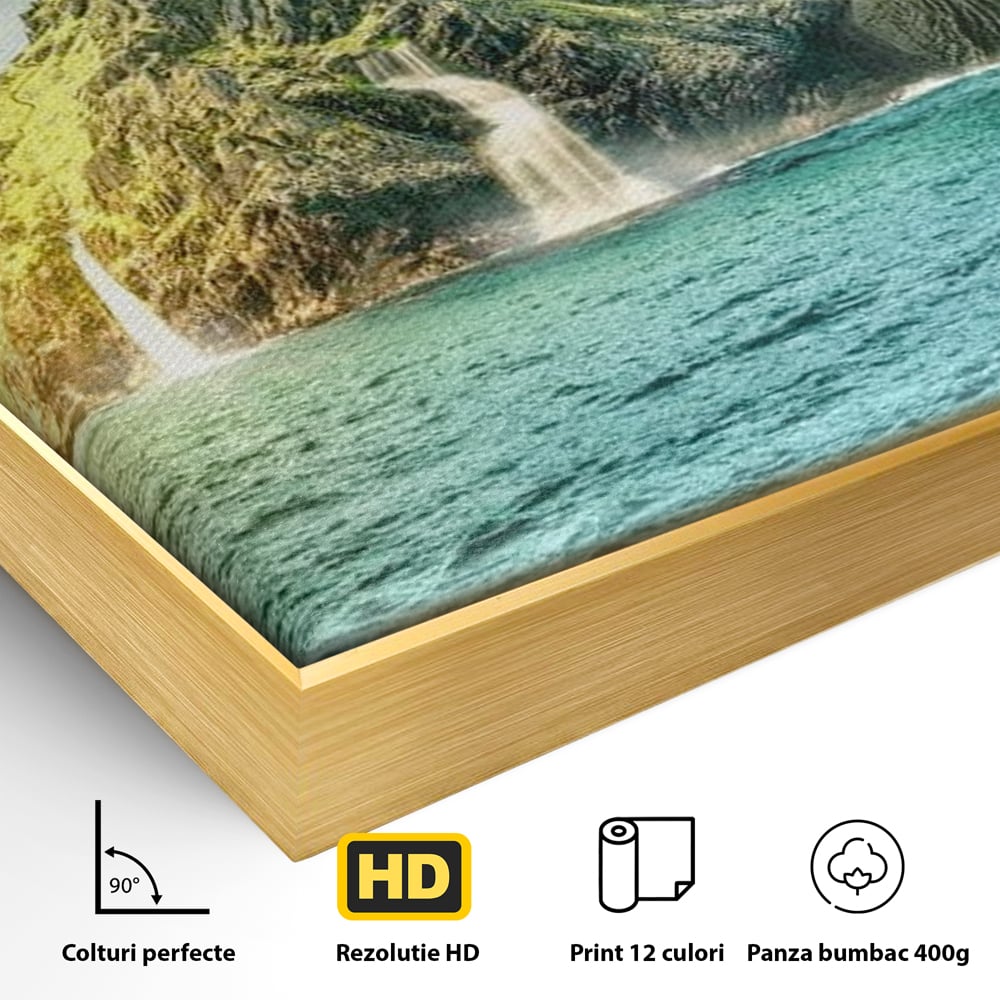 Tablou Canvas Premium, LuxCanva® M1418, Insula Testoasei, Rasarit, Ocean, Insula, Testoasa, Cascada, Stanci, Apa, Pasari, Natura, Peisaj, Magic, Birou, Living, Camera Copil