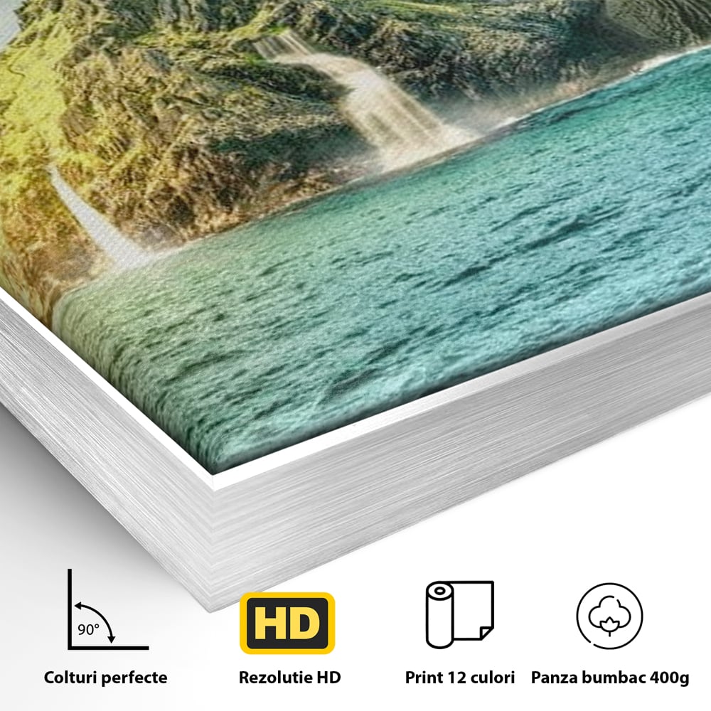 Tablou Canvas Premium, LuxCanva® M1418, Insula Testoasei, Rasarit, Ocean, Insula, Testoasa, Cascada, Stanci, Apa, Pasari, Natura, Peisaj, Magic, Birou, Living, Camera Copil