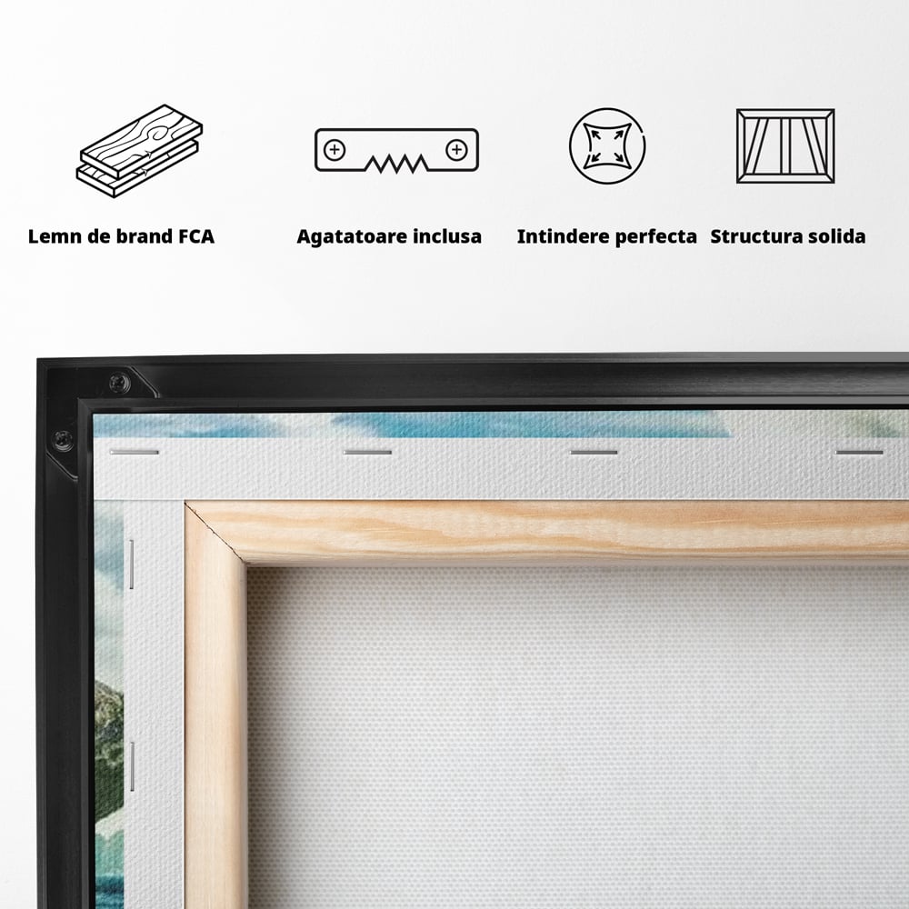 Tablou Canvas Premium, LuxCanva® M1418, Insula Testoasei, Rasarit, Ocean, Insula, Testoasa, Cascada, Stanci, Apa, Pasari, Natura, Peisaj, Magic, Birou, Living, Camera Copil
