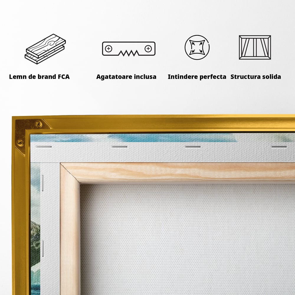 Tablou Canvas Premium, LuxCanva® M1418, Insula Testoasei, Rasarit, Ocean, Insula, Testoasa, Cascada, Stanci, Apa, Pasari, Natura, Peisaj, Magic, Birou, Living, Camera Copil