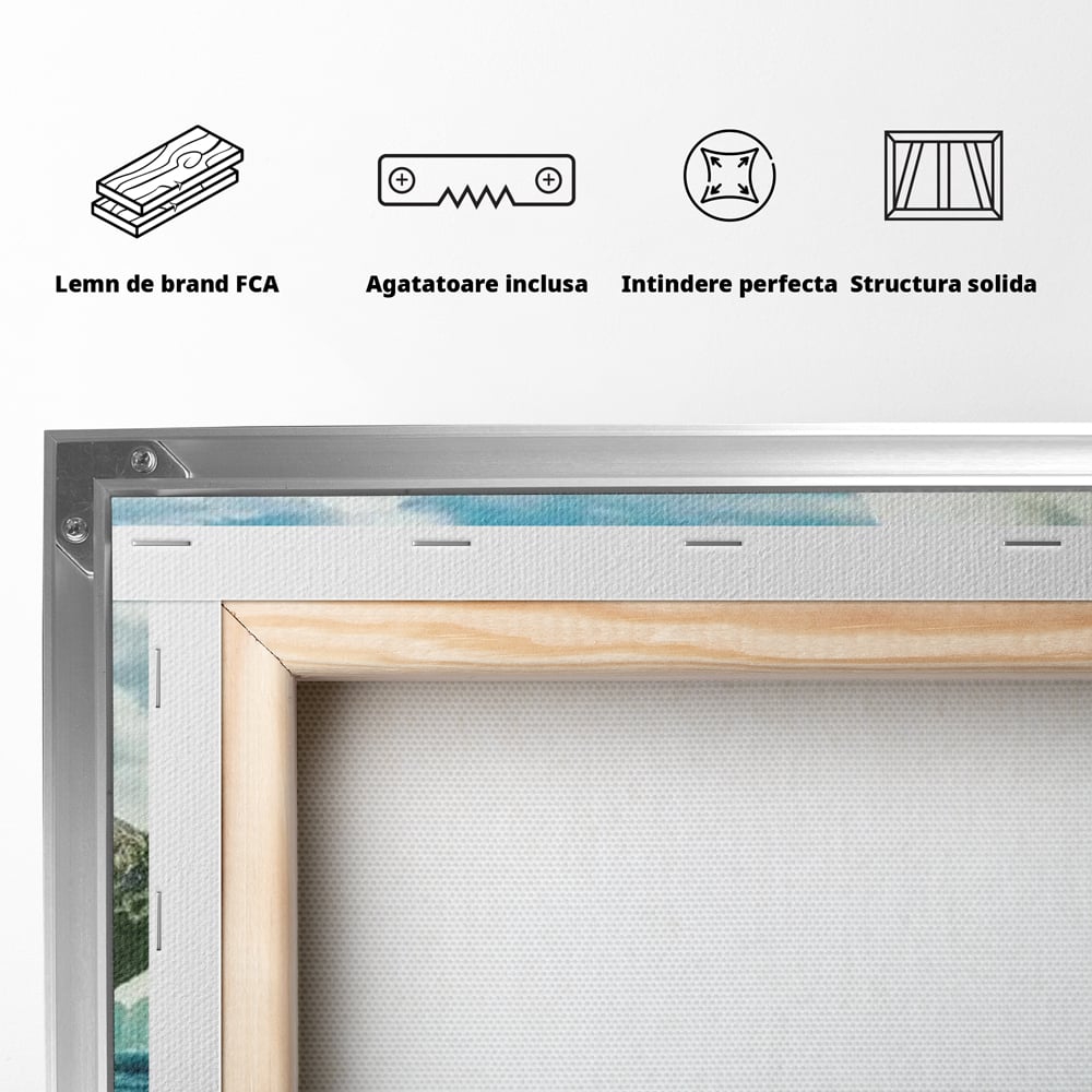 Tablou Canvas Premium, LuxCanva® M1418, Insula Testoasei, Rasarit, Ocean, Insula, Testoasa, Cascada, Stanci, Apa, Pasari, Natura, Peisaj, Magic, Birou, Living, Camera Copil