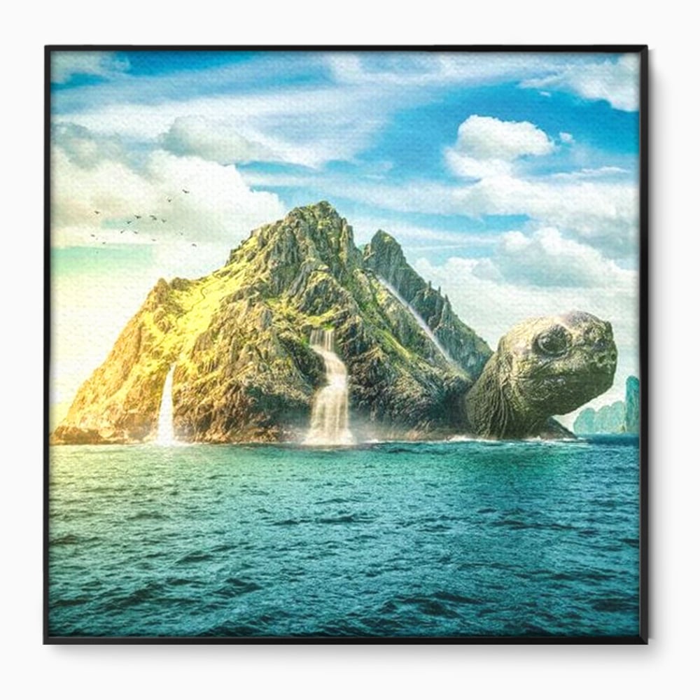 Tablou Canvas Premium, LuxCanva® M1418, Insula Testoasei, Rasarit, Ocean, Insula, Testoasa, Cascada, Stanci, Apa, Pasari, Natura, Peisaj, Magic, Birou, Living, Camera Copil