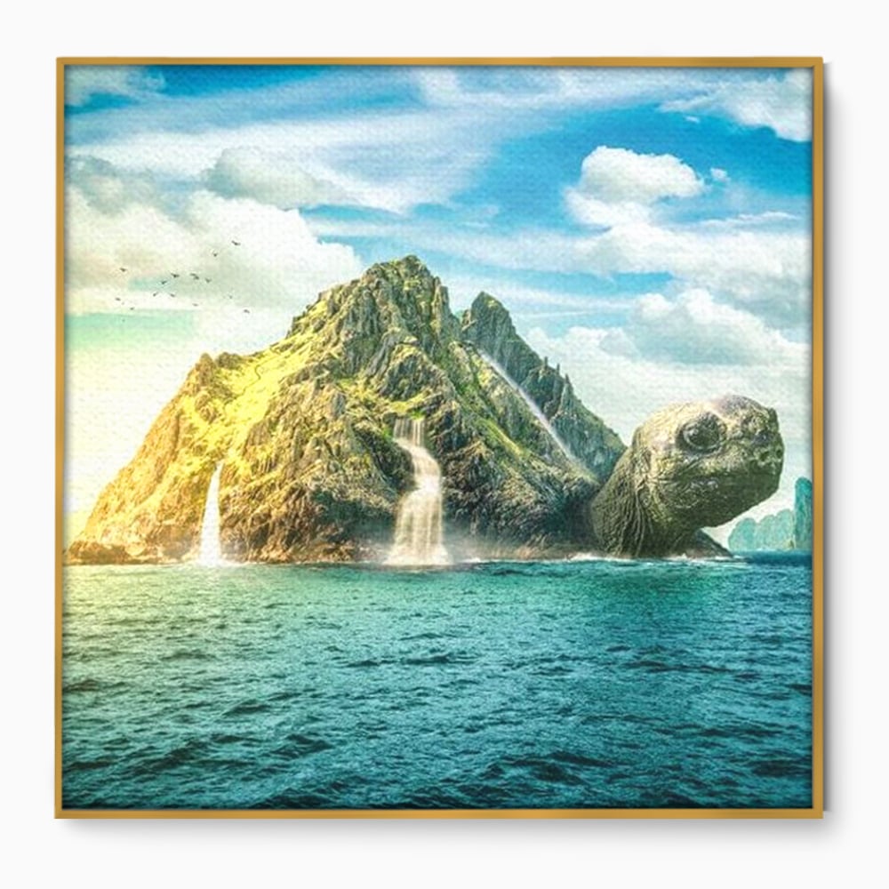 Tablou Canvas Premium, LuxCanva® M1418, Insula Testoasei, Rasarit, Ocean, Insula, Testoasa, Cascada, Stanci, Apa, Pasari, Natura, Peisaj, Magic, Birou, Living, Camera Copil