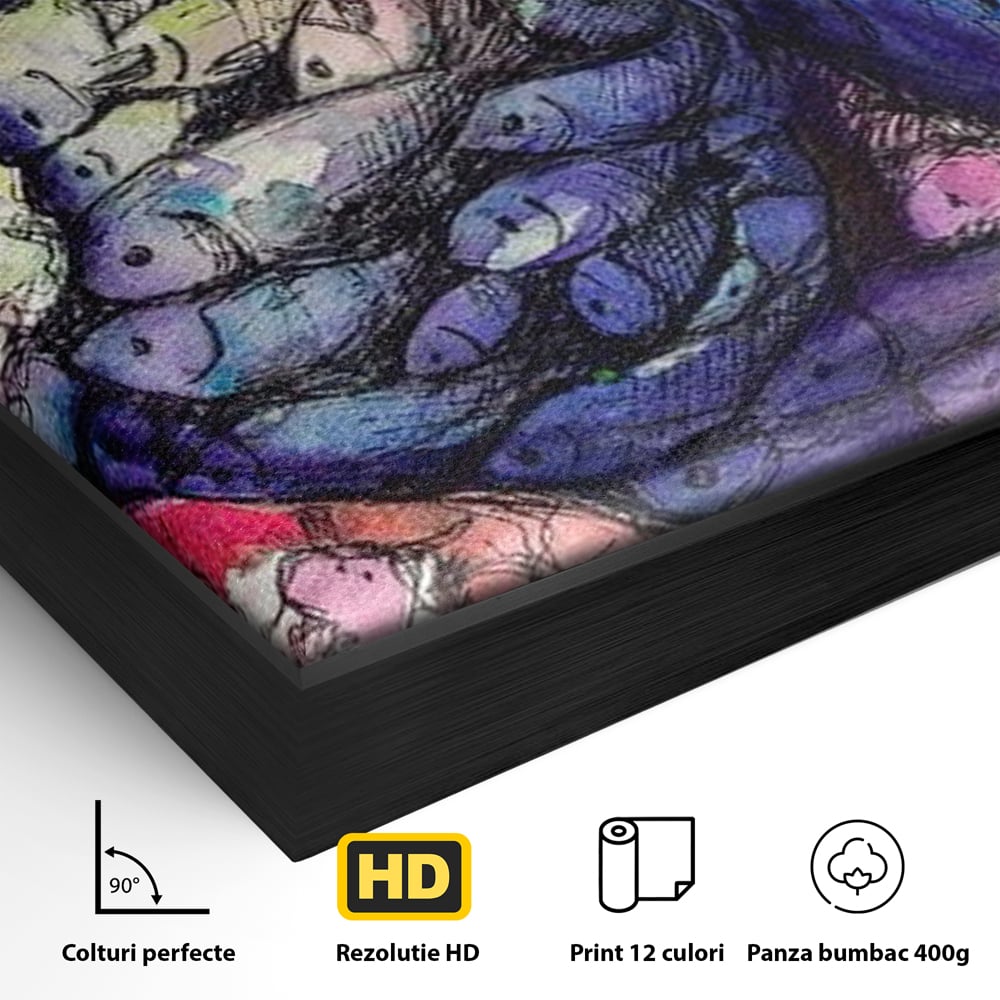 Leinwand Premium Canvas Wandkunst, LuxCanva® M1421, Aquatisches Mosaik, Malerei, Wasser, Marine, Zeichnung, Abstrakte Kunst, Harmonie, Wellen, Mehrfarbig, Fisch, Büro, Wohnen, Wohnzimmer, Kinderzimmer