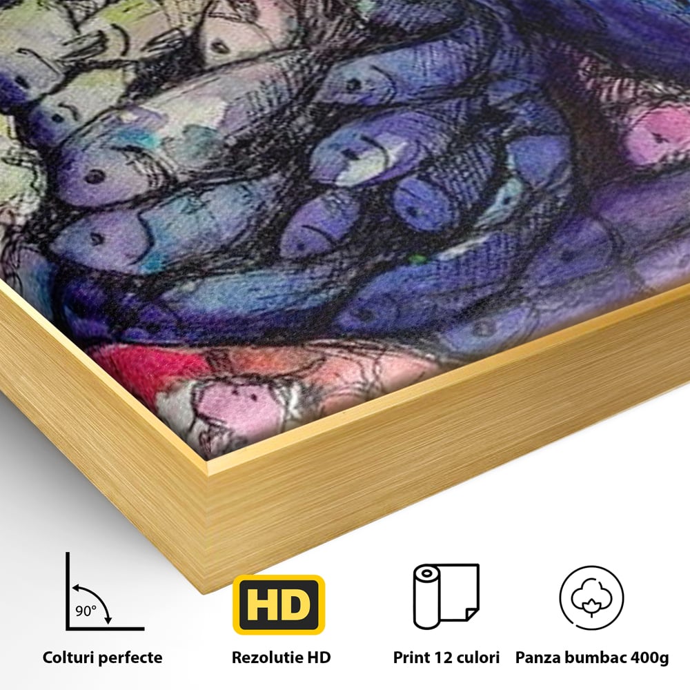 Leinwand Premium Canvas Wandkunst, LuxCanva® M1421, Aquatisches Mosaik, Malerei, Wasser, Marine, Zeichnung, Abstrakte Kunst, Harmonie, Wellen, Mehrfarbig, Fisch, Büro, Wohnen, Wohnzimmer, Kinderzimmer