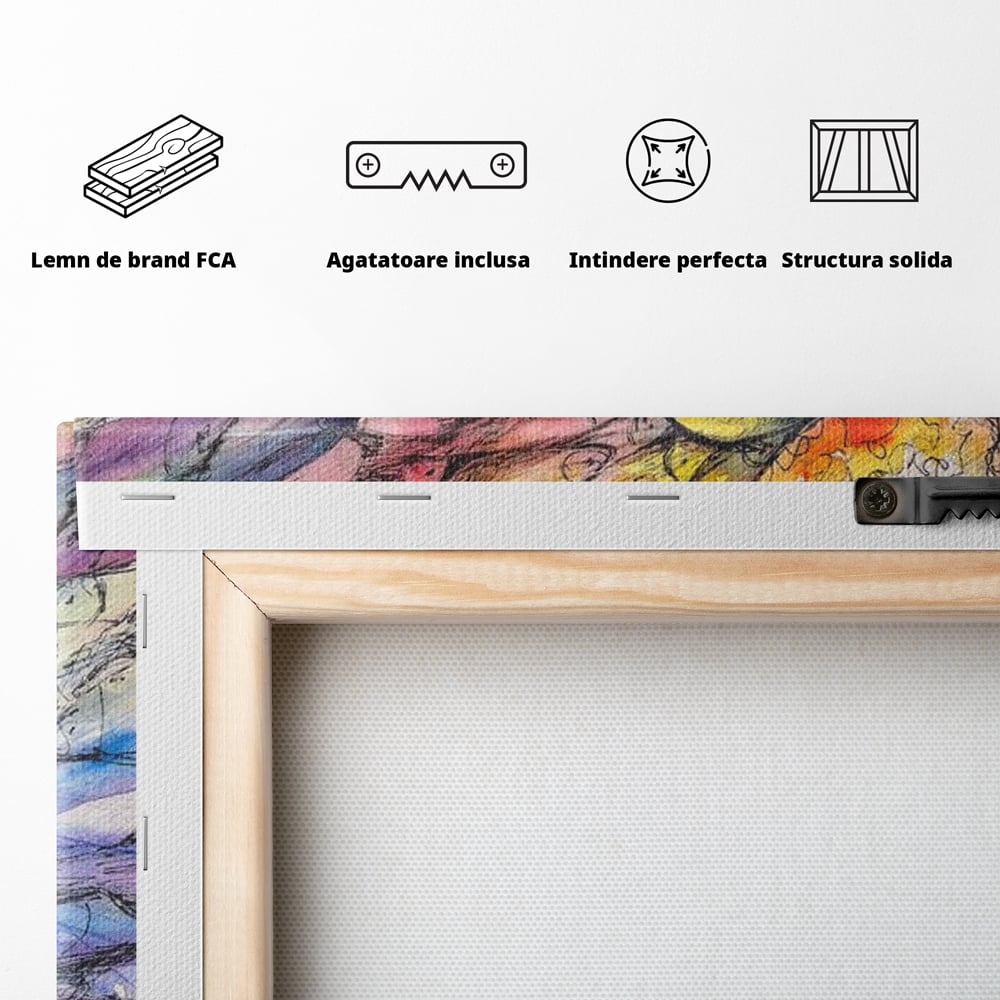 Leinwand Premium Canvas Wandkunst, LuxCanva® M1421, Aquatisches Mosaik, Malerei, Wasser, Marine, Zeichnung, Abstrakte Kunst, Harmonie, Wellen, Mehrfarbig, Fisch, Büro, Wohnen, Wohnzimmer, Kinderzimmer