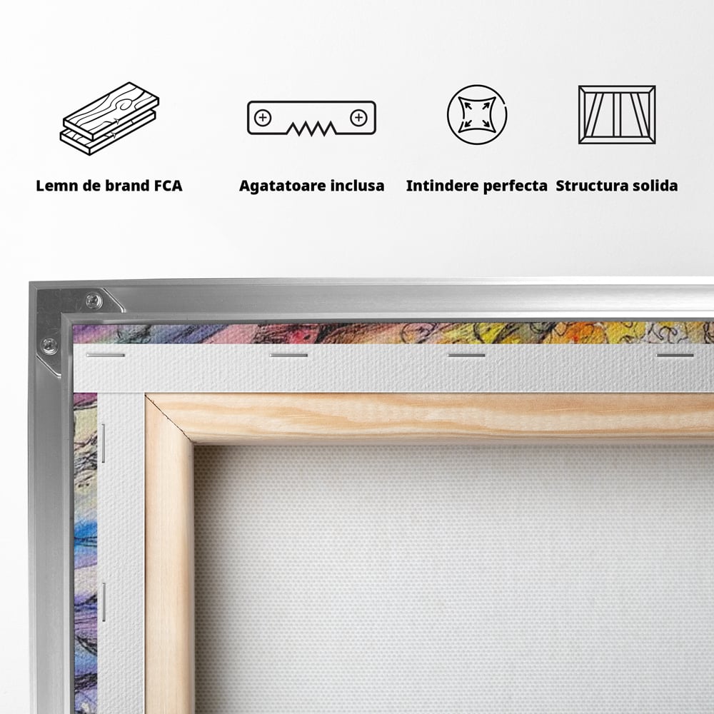 Leinwand Premium Canvas Wandkunst, LuxCanva® M1421, Aquatisches Mosaik, Malerei, Wasser, Marine, Zeichnung, Abstrakte Kunst, Harmonie, Wellen, Mehrfarbig, Fisch, Büro, Wohnen, Wohnzimmer, Kinderzimmer