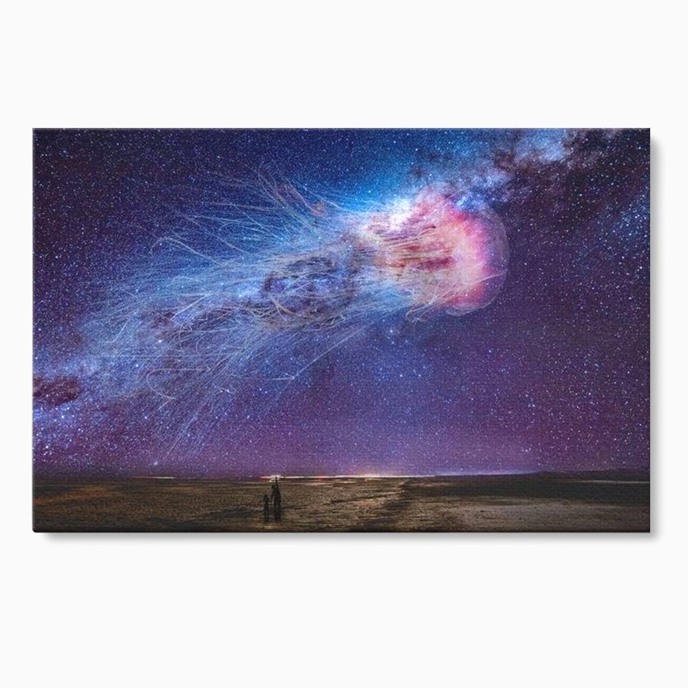 Tablou Canvas Premium, LuxCanva® M1422, Meduza Cosmica, Stele, Galaxie, Univers, Meduza, Copii, Spirit, Stralucitor, Plutire, Magie, Birou, Living, Camera Copil