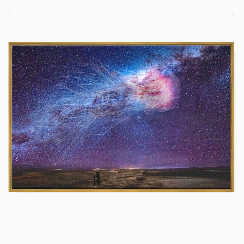 Tablou Canvas Premium, LuxCanva® M1422, Meduza Cosmica, Stele, Galaxie, Univers, Meduza, Copii, Spirit, Stralucitor, Plutire, Magie, Birou, Living, Camera Copil