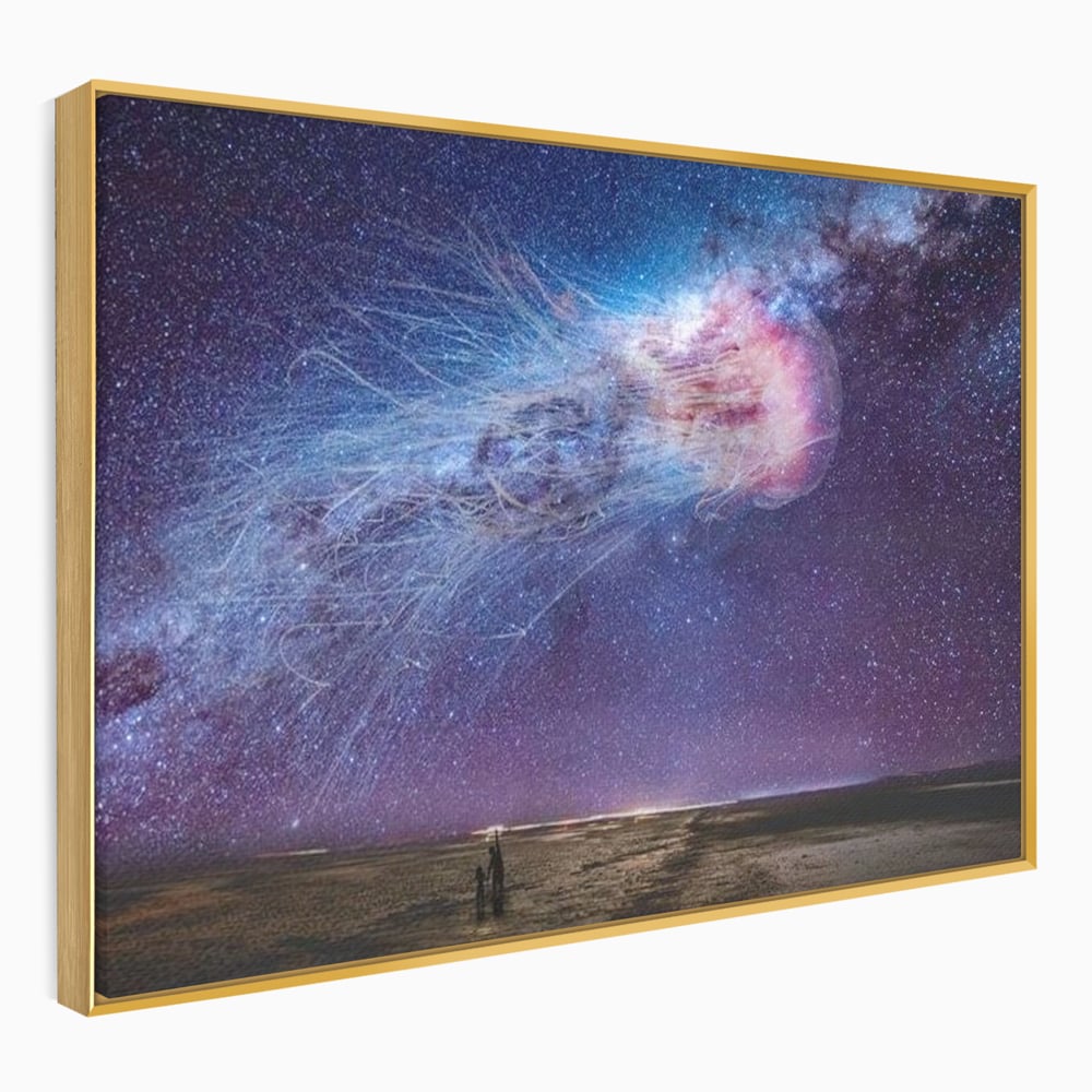 Tablou Canvas Premium, LuxCanva® M1422, Meduza Cosmica, Stele, Galaxie, Univers, Meduza, Copii, Spirit, Stralucitor, Plutire, Magie, Birou, Living, Camera Copil