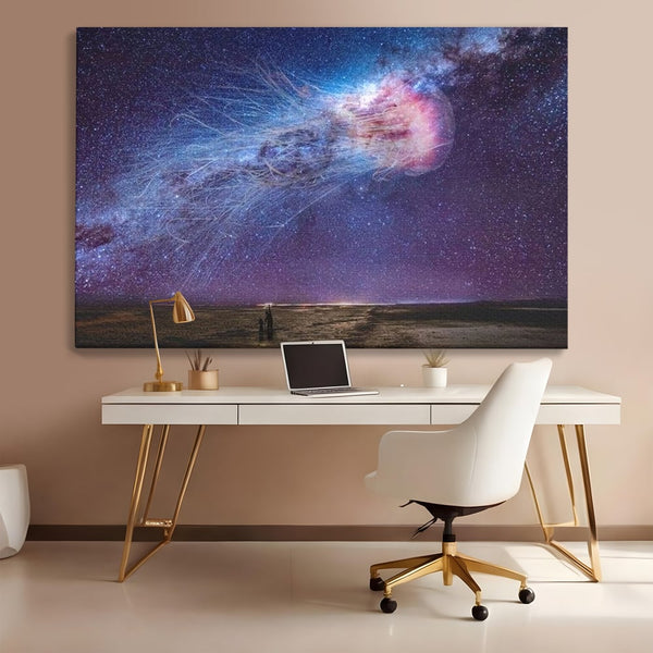 Tablou Canvas Premium, LuxCanva® M1422, Meduza Cosmica, Stele, Galaxie, Univers, Meduza, Copii, Spirit, Stralucitor, Plutire, Magie, Birou, Living, Camera Copil