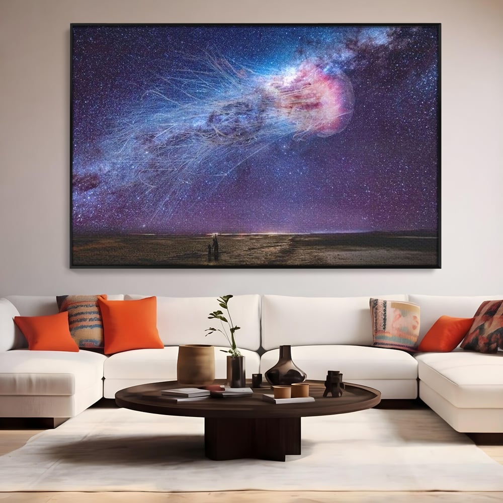 Tablou Canvas Premium, LuxCanva® M1422, Meduza Cosmica, Stele, Galaxie, Univers, Meduza, Copii, Spirit, Stralucitor, Plutire, Magie, Birou, Living, Camera Copil
