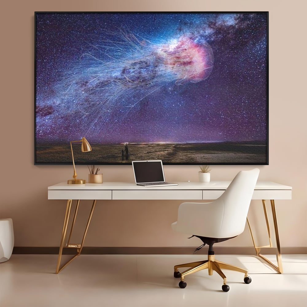 Tablou Canvas Premium, LuxCanva® M1422, Meduza Cosmica, Stele, Galaxie, Univers, Meduza, Copii, Spirit, Stralucitor, Plutire, Magie, Birou, Living, Camera Copil