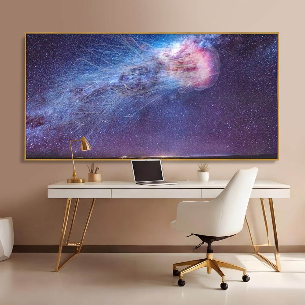 Tablou Canvas Premium, LuxCanva® M1422, Meduza Cosmica, Stele, Galaxie, Univers, Meduza, Copii, Spirit, Stralucitor, Plutire, Magie, Birou, Living, Camera Copil