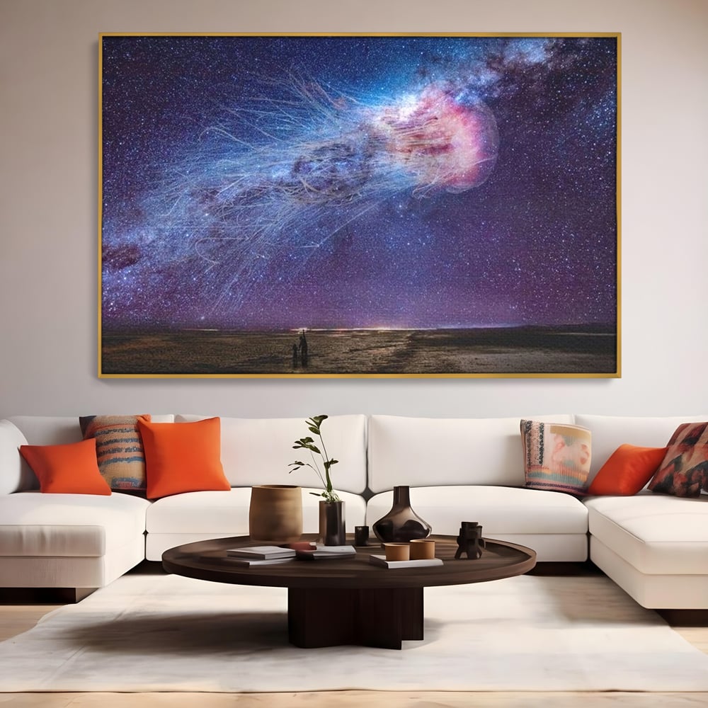 Tablou Canvas Premium, LuxCanva® M1422, Meduza Cosmica, Stele, Galaxie, Univers, Meduza, Copii, Spirit, Stralucitor, Plutire, Magie, Birou, Living, Camera Copil