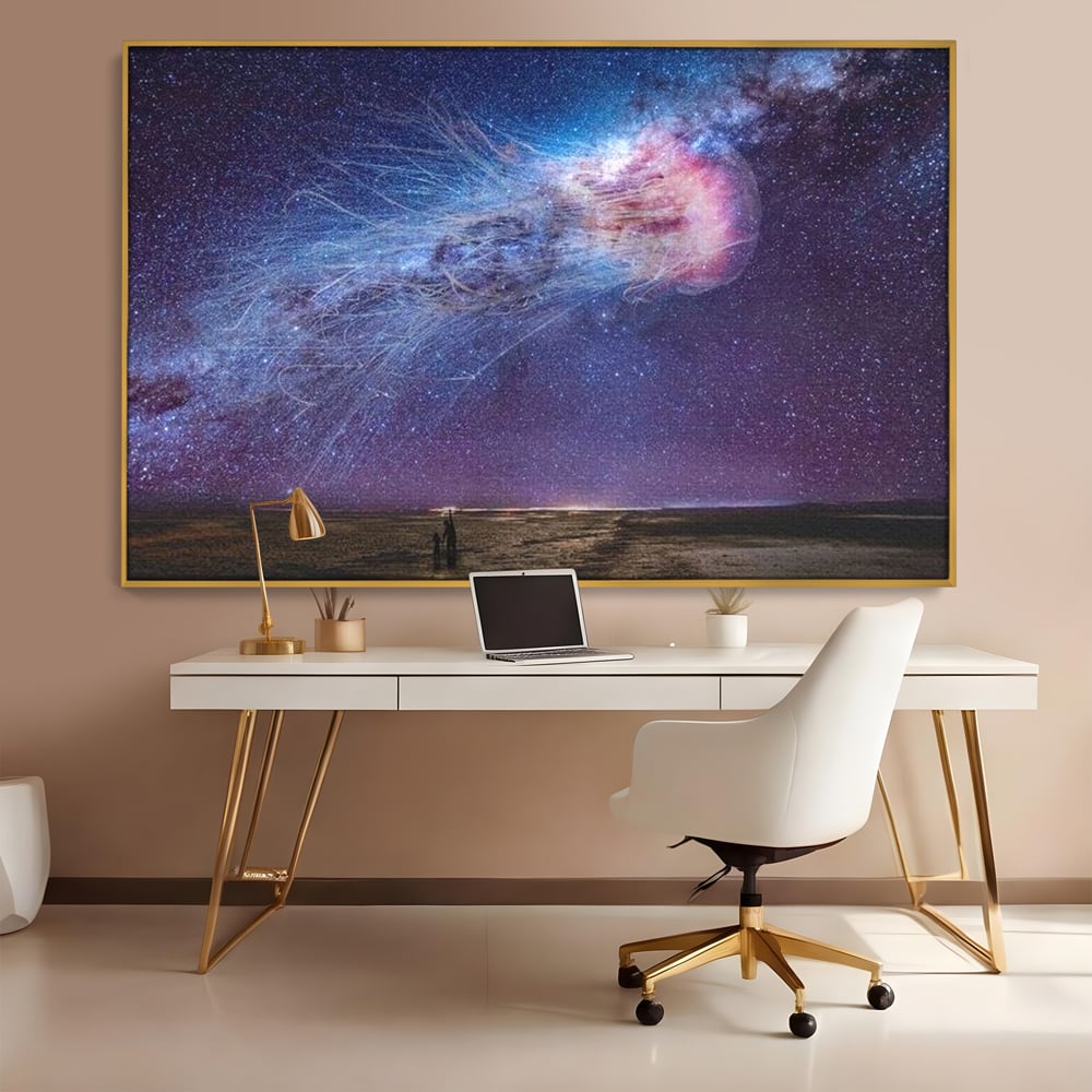 Tablou Canvas Premium, LuxCanva® M1422, Meduza Cosmica, Stele, Galaxie, Univers, Meduza, Copii, Spirit, Stralucitor, Plutire, Magie, Birou, Living, Camera Copil