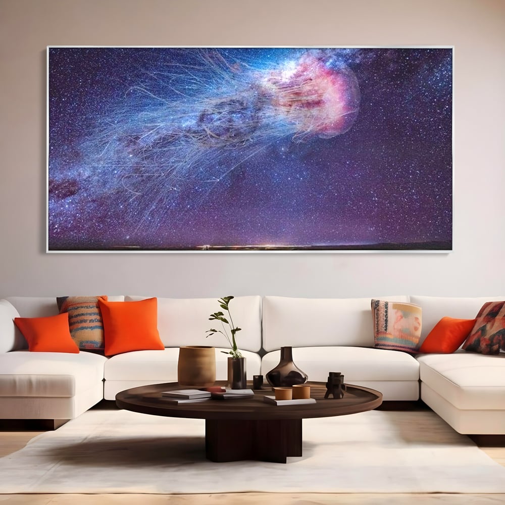 Tablou Canvas Premium, LuxCanva® M1422, Meduza Cosmica, Stele, Galaxie, Univers, Meduza, Copii, Spirit, Stralucitor, Plutire, Magie, Birou, Living, Camera Copil