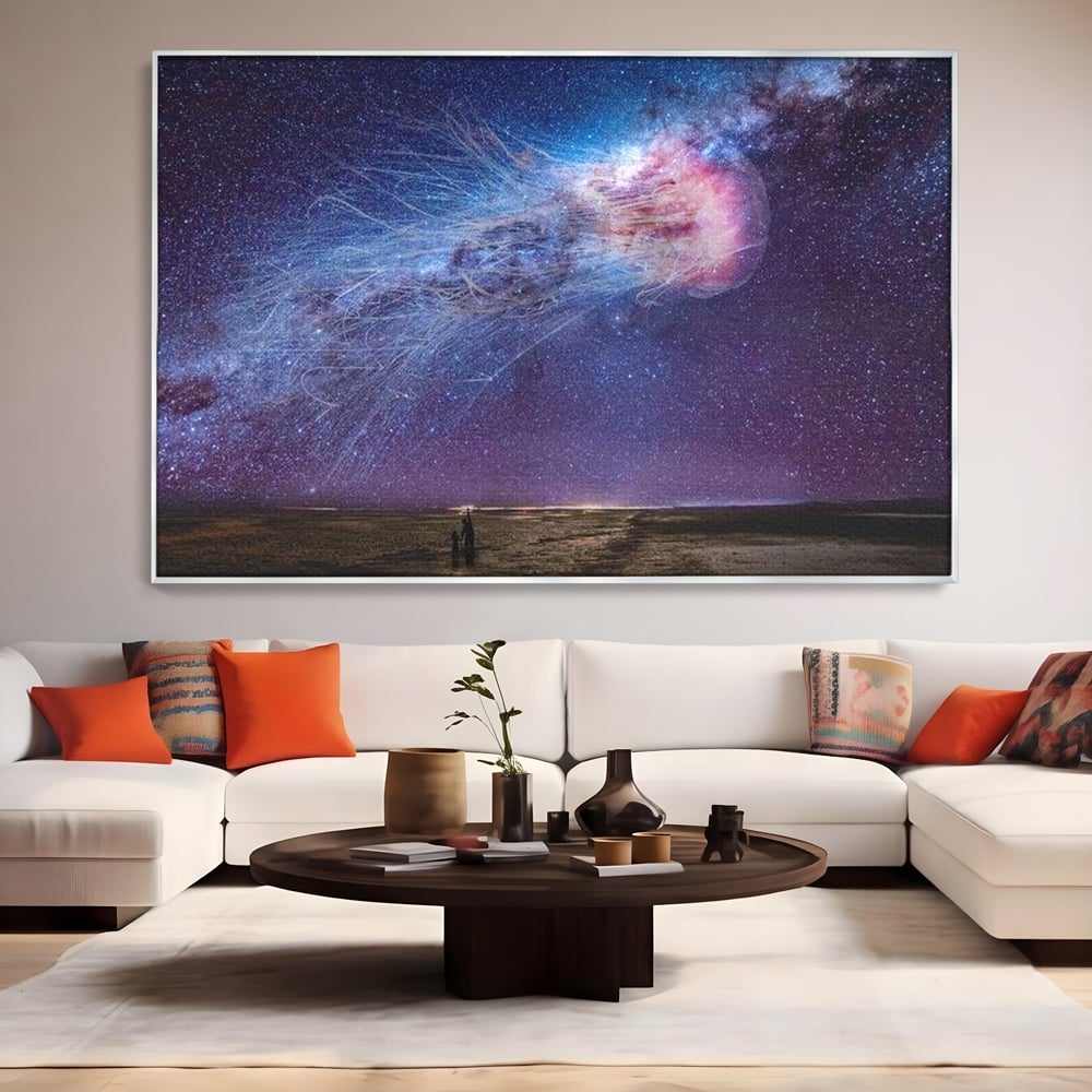 Tablou Canvas Premium, LuxCanva® M1422, Meduza Cosmica, Stele, Galaxie, Univers, Meduza, Copii, Spirit, Stralucitor, Plutire, Magie, Birou, Living, Camera Copil