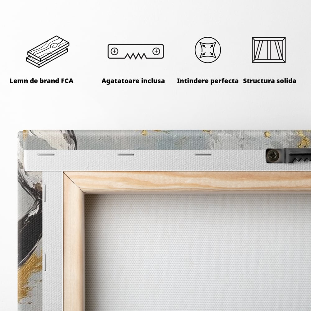 Leinwand Wandkunst Premium, LuxCanva® M1425, Goldener Wal, Abstrakte Kunst, Golden, Wellen, Wal, Gemälde, Ozean, Tief, Kolossal, Elegant, Büro, Wohnen, Kinderzimmer