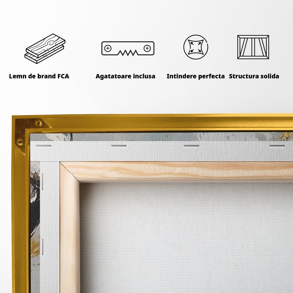 Leinwand Wandkunst Premium, LuxCanva® M1425, Goldener Wal, Abstrakte Kunst, Golden, Wellen, Wal, Gemälde, Ozean, Tief, Kolossal, Elegant, Büro, Wohnen, Kinderzimmer