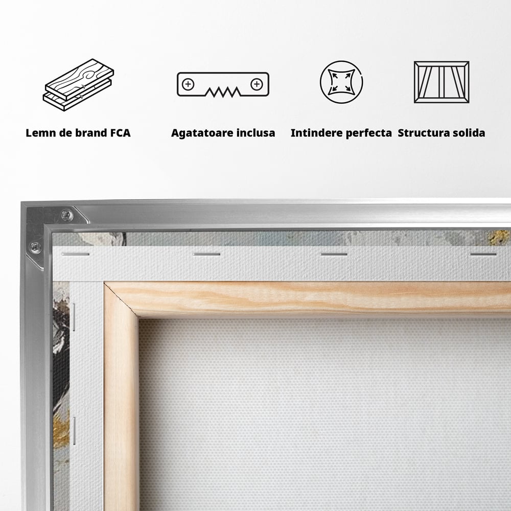 Leinwand Wandkunst Premium, LuxCanva® M1425, Goldener Wal, Abstrakte Kunst, Golden, Wellen, Wal, Gemälde, Ozean, Tief, Kolossal, Elegant, Büro, Wohnen, Kinderzimmer