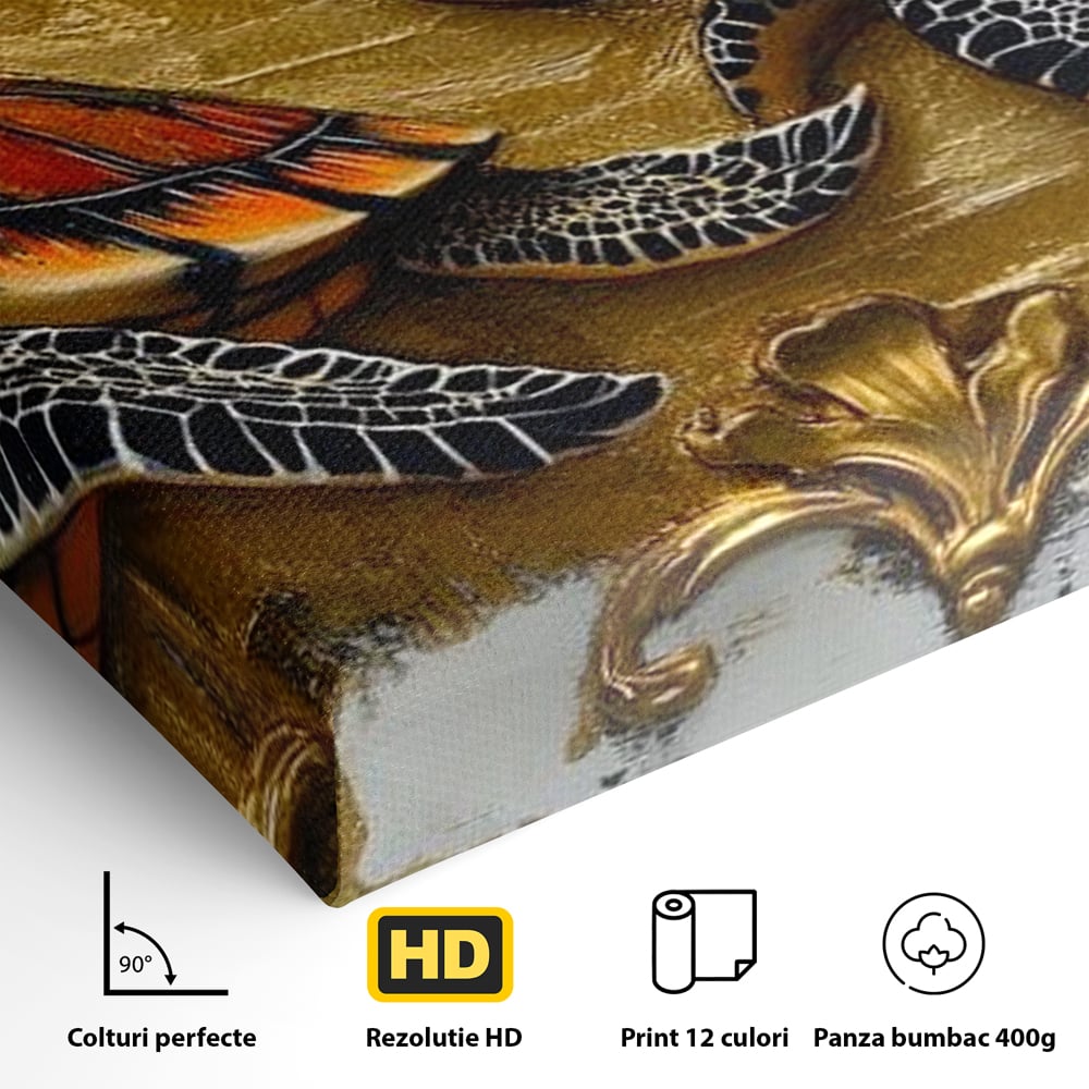 Tablou Canvas Premium, LuxCanva® M1426, Promisiunea Marii, Testoase, Pereche, Eleganta, Natura, Ornament, Regal, Cuplu, Ocean, Abstract, Pictura, Birou, Living, Camera Copil