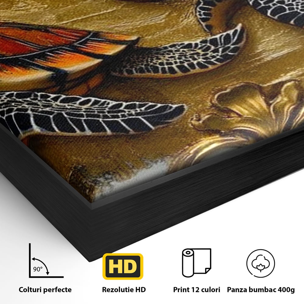 Tablou Canvas Premium, LuxCanva® M1426, Promisiunea Marii, Testoase, Pereche, Eleganta, Natura, Ornament, Regal, Cuplu, Ocean, Abstract, Pictura, Birou, Living, Camera Copil