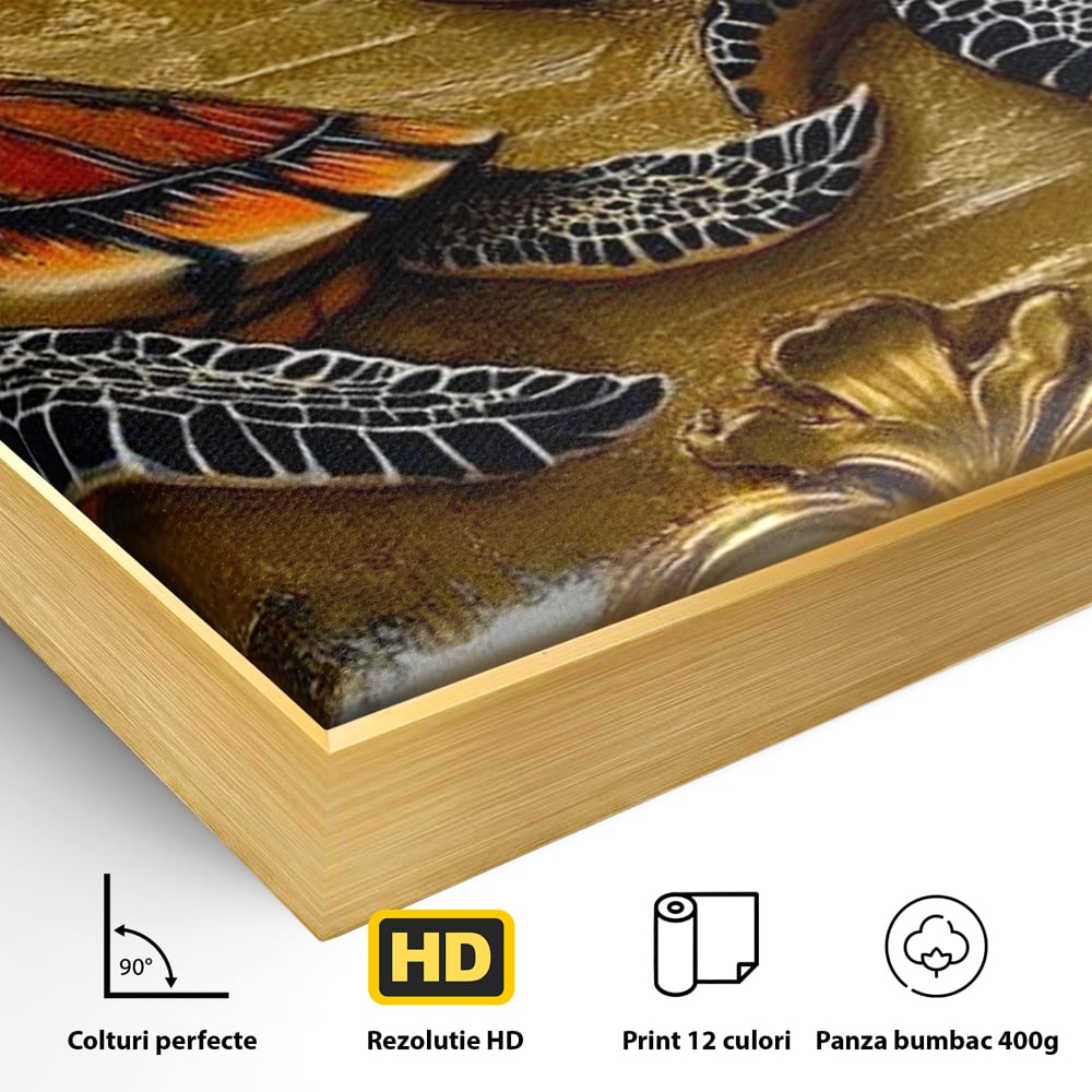 Tablou Canvas Premium, LuxCanva® M1426, Promisiunea Marii, Testoase, Pereche, Eleganta, Natura, Ornament, Regal, Cuplu, Ocean, Abstract, Pictura, Birou, Living, Camera Copil